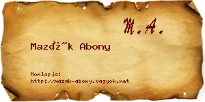 Mazák Abony névjegykártya